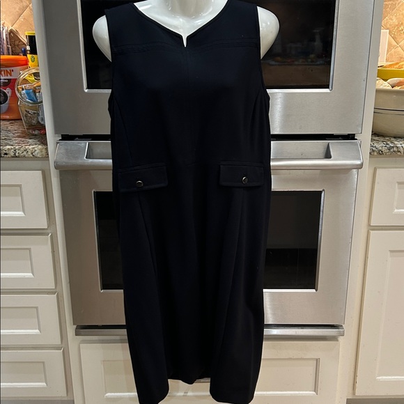 Talbots size large petite classic black dress rayon/nylon/spandex fabric. See - Picture 3 of 16